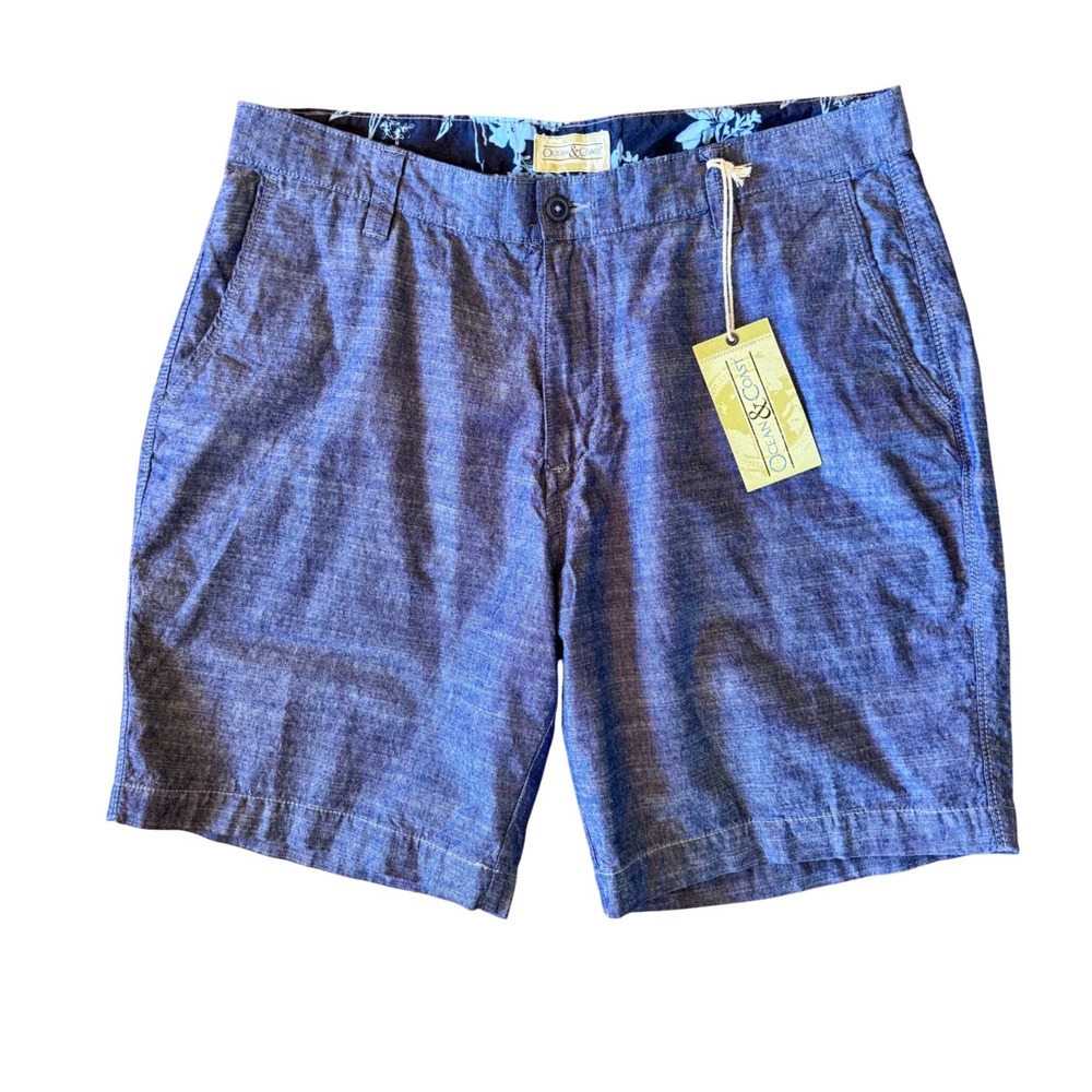 Ocean & Coast Mens Blue  Flat Front Chino Shorts Size 34 NWT #golf #preppy